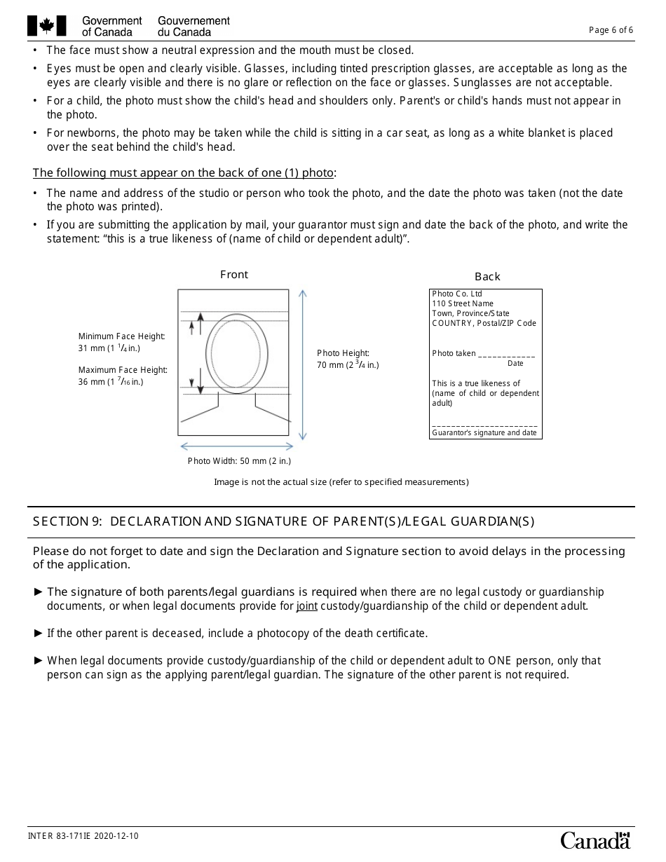 Instructions for Form INTER83-171E Application for Registration on the Indian Register and for the Secure Certificate of Indian Status (Scis) (For Children 15 Years of Age or Younger or Dependent Adults) - Canada, Page 6