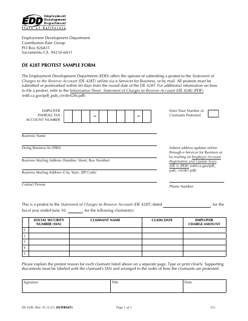 Form DE428C  Printable Pdf