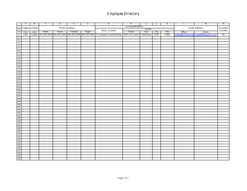 excel directory template
