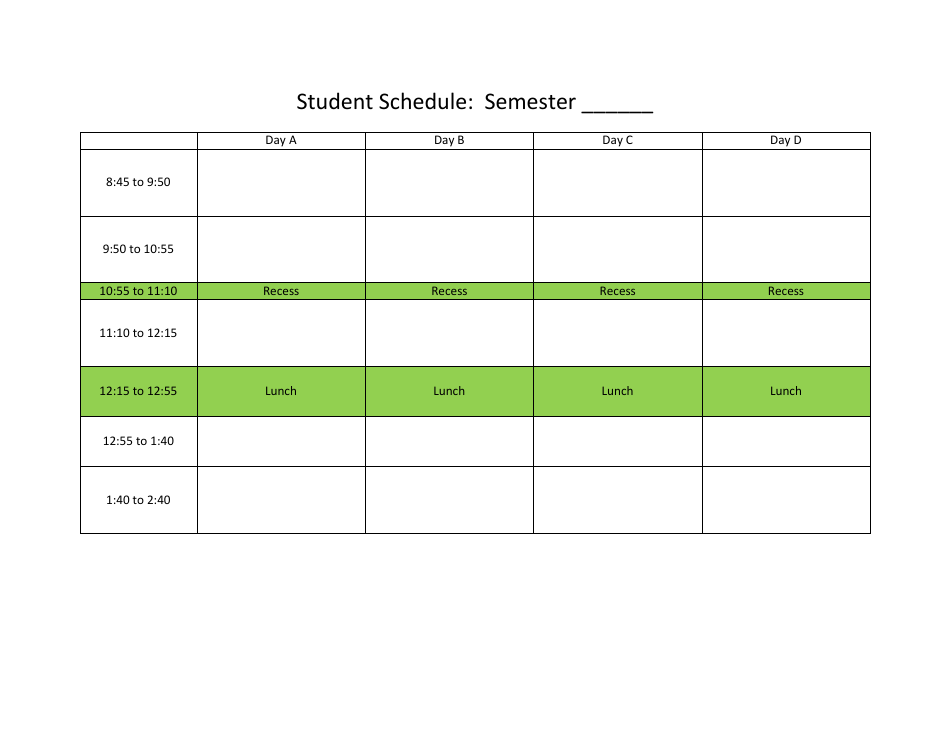 Grade 10 to 12 Bell Schedule Template Download Printable PDF ...