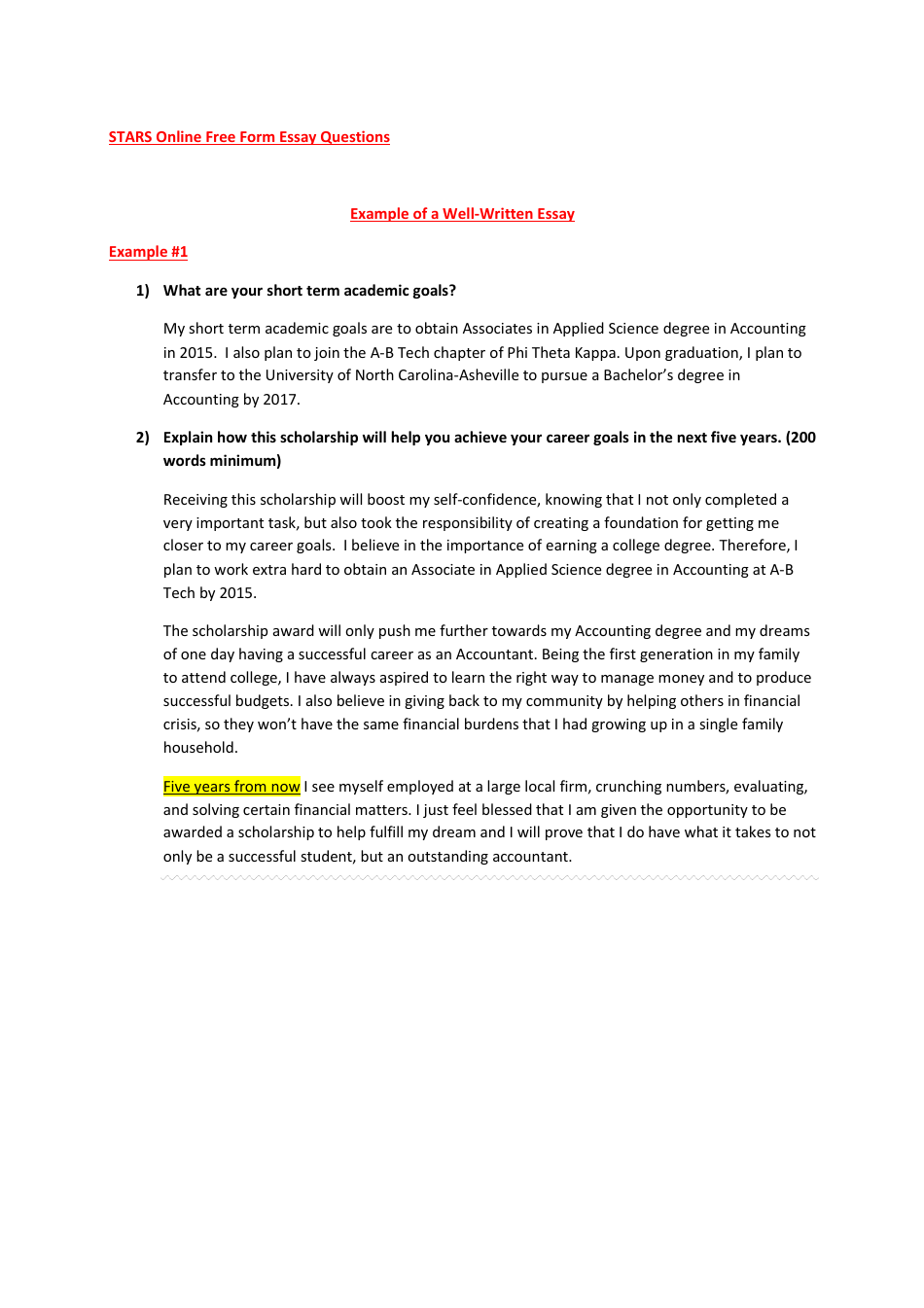 Example of a Well-Written Essay - Asheville-Buncombe Technical Community College, Page 1