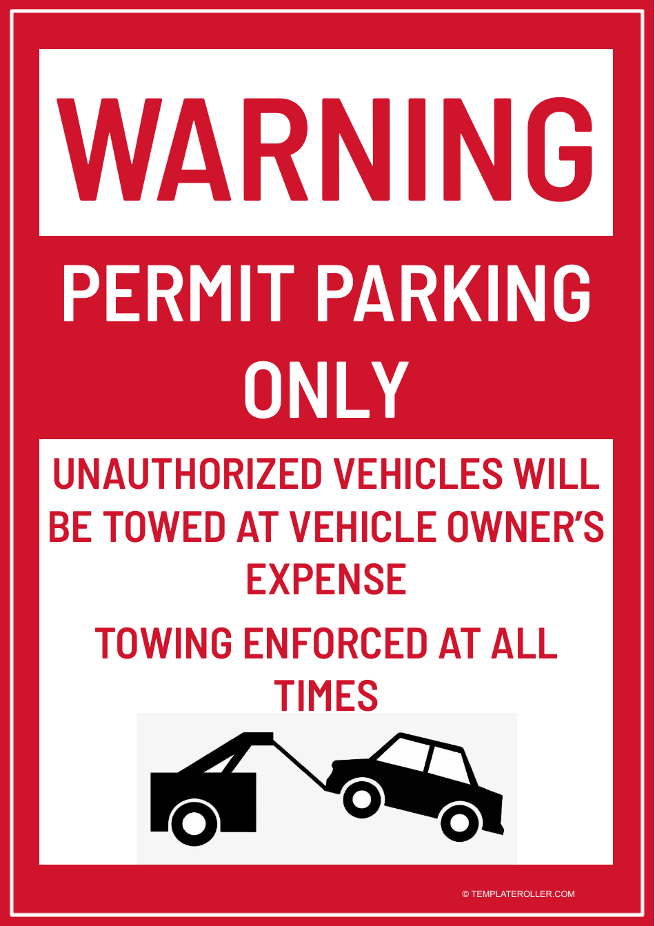 Permit Parking Only Sign Template - Easily Customizable Parking Sign
