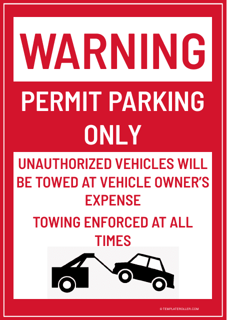 Permit Parking Only Sign Template
