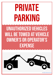 Document preview: Private Parking Sign Template