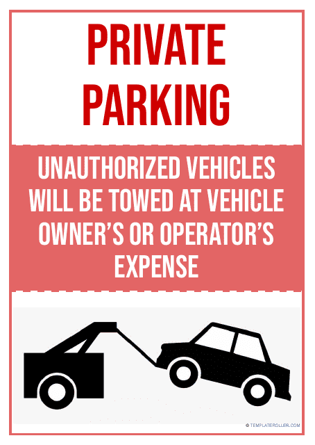 Private Parking Sign Template