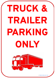 Document preview: Truck Parking Only Sign Template