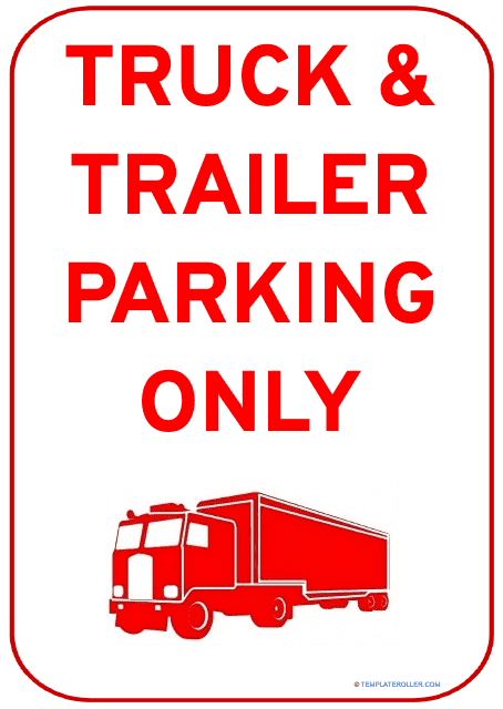 Truck Parking Only Sign Template