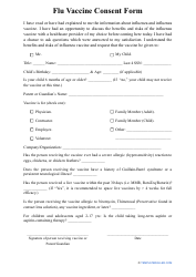 Document preview: Flu Vaccine Consent Form