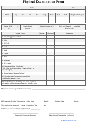 Document preview: Physical Examination Form - Table
