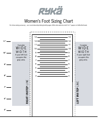 Women&#039;s Foot Sizing Chart - Ryka