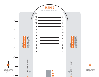Document preview: Men's Foot Sizing Chart - Payless Shoe Source