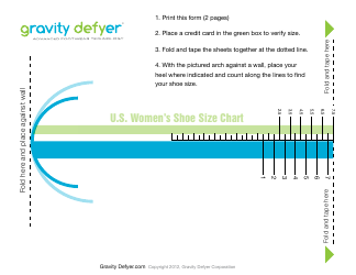Document preview: U.S. Women's Shoe Size Chart Template - Gravity Defyer