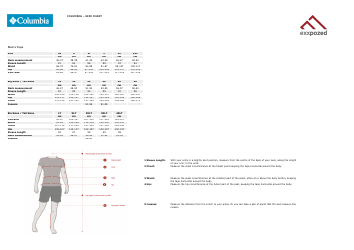 Document preview: Sportswear Size Chart - Columbia