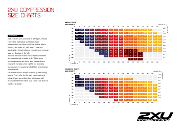 Document preview: Compression Tights and Shorts Size Charts - 2xu Compression