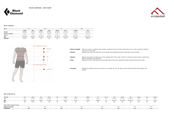 Document preview: Climbing & Skiing Apparel Size Chart - Black Diamond