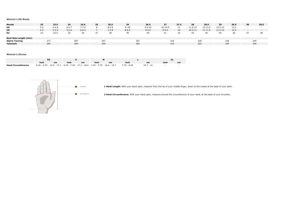 Climbing  Skiing Apparel Size Chart - Black Diamond, Page 3