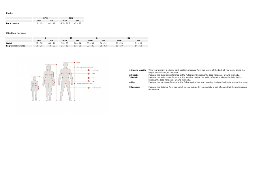 Climbing  Skiing Apparel Size Chart - Black Diamond, Page 4