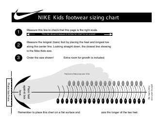 Document preview: Kids Footwear Sizing Chart - Nike