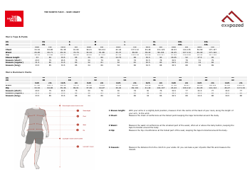 Document preview: Clothing Size Charts - the North Face