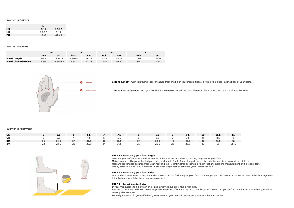 Clothing Size Charts - the North Face, Page 4