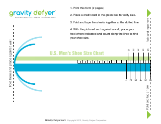 Document preview: U.S. Men's Shoe Size Chart Template - Gravity Defyer