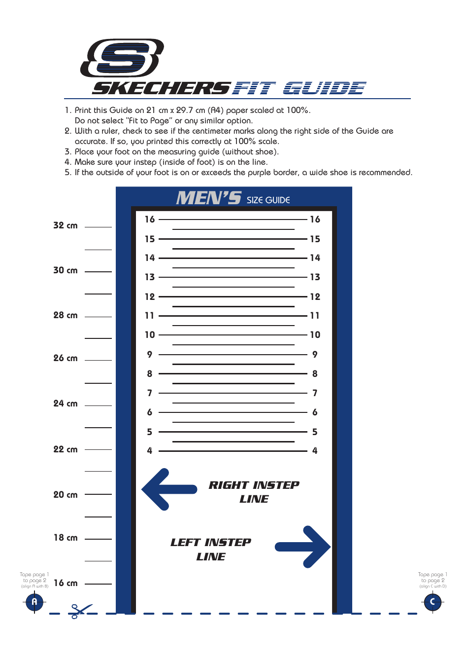 Men S Foot Size Chart Skechers 32 Download Printable Pdf Templateroller