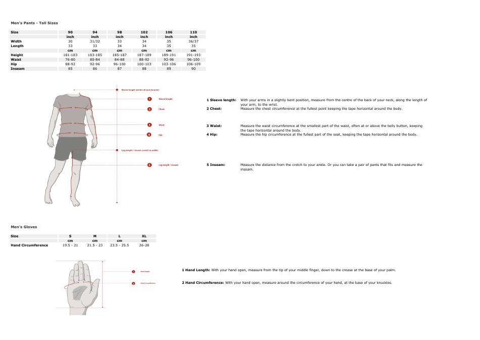 Sportswear Size Charts - Jack Wolfskin Download Printable PDF ...