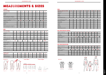 Document preview: Measurements & Sizes Chart