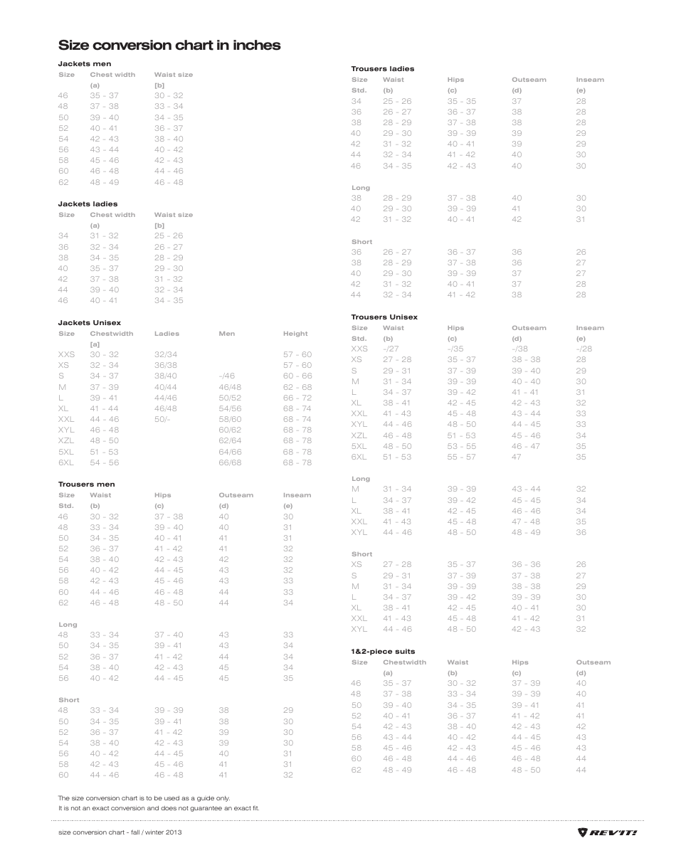 Size Conversion Chart - Fall / Winter - Revit!, Page 3