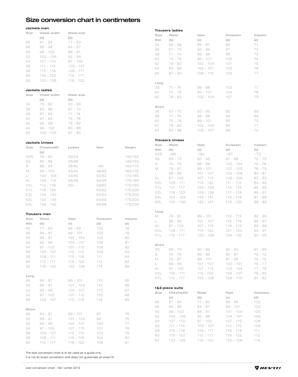 Size Conversion Chart - Fall / Winter - Revit!, Page 4
