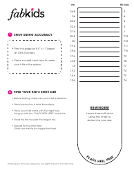 Document preview: Kid's Shoe Sizing Chart (US Sizes)