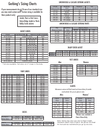 Document preview: Motorcycle Clothing Size Charts - Gerbing's