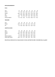 Clothing and Accessories Size Conversion Chart, Page 2