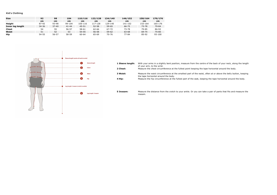 Clothing and Accessories Size Charts - Vaude, Page 7