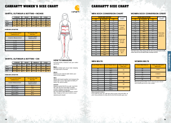 Men&#039;s and Women&#039;s Size Chart - Carhartt, Page 2