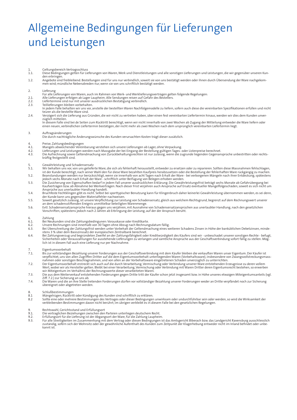 Fencing Equipment Sizing Charts - Uhlmann Fencing (English / German), Page 6