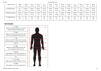 Alpine Footwear and Apparel Ski Size Chart, Page 2