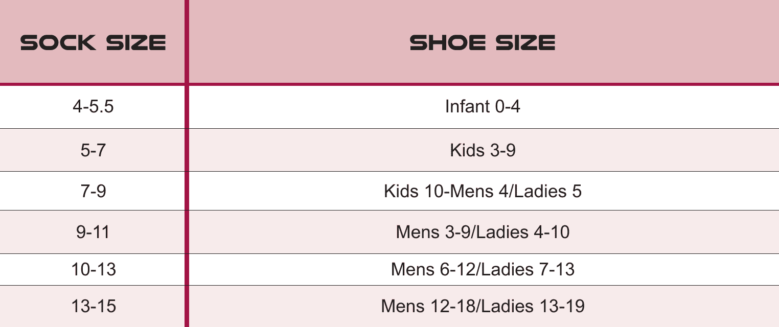 Children's Sock and Shoe Size Chart Download Pdf