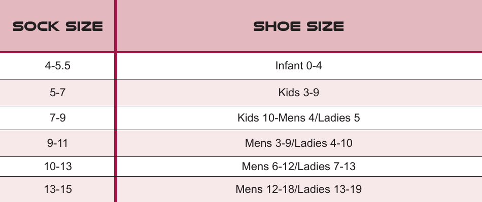 Childrens Sock and Shoe Size Chart, Page 1