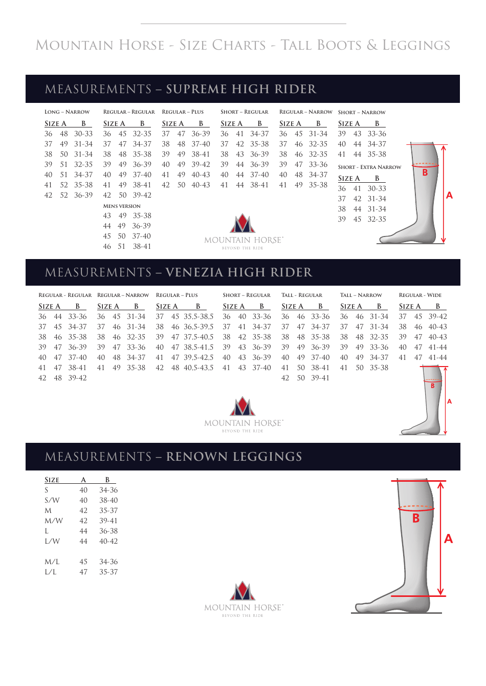 Horse Riding Boots Sizing Charts, Page 4