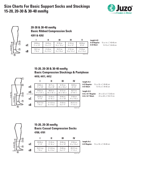 Support Socks Size Charts Download Printable PDF | Templateroller
