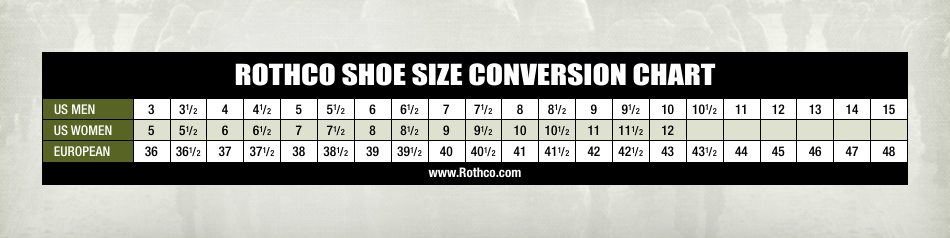 Shoe Size Conversion Chart - Rothco, Page 1