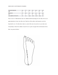 Document preview: Women's Shoe Size Conversion Chart