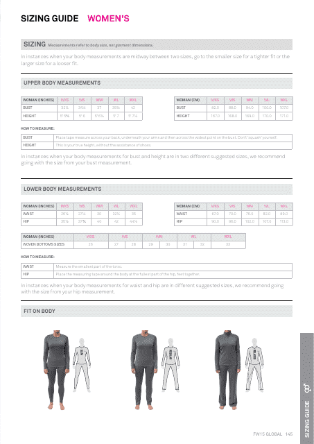 Clothing and Accessories Sizing Guide Download Pdf