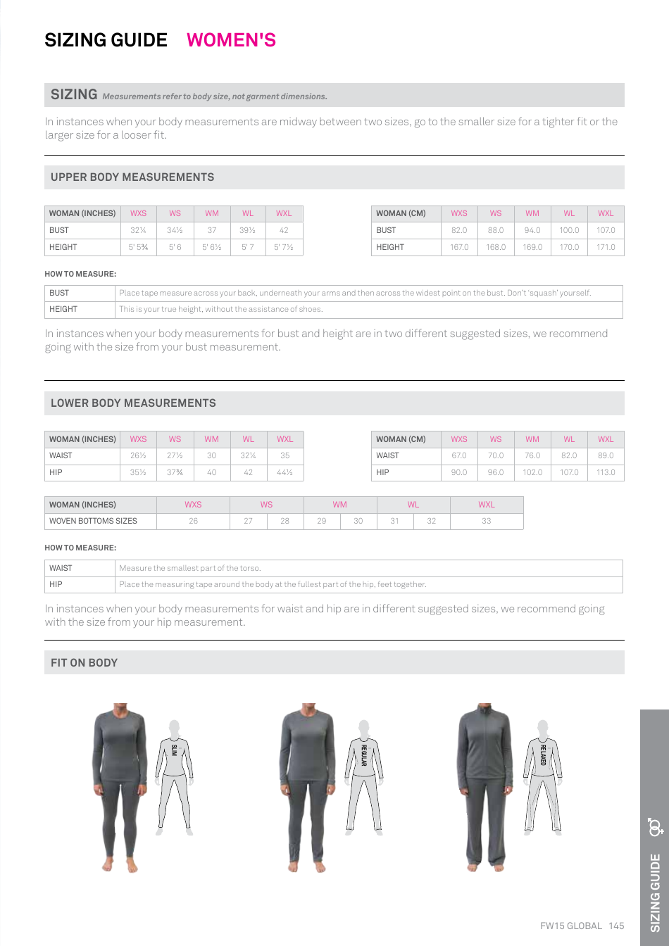 Clothing and Accessories Sizing Guide, Page 1