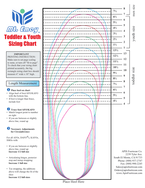 Toddler & Youth Foot Sizing Chart Download Printable PDF | Templateroller