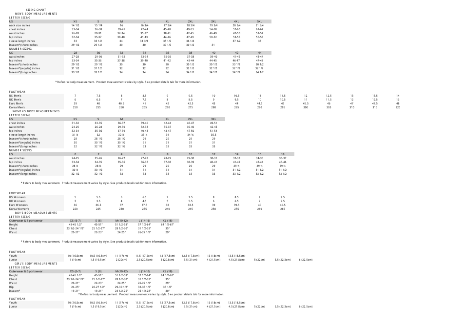 outerwear-sportswear-sizing-charts-download-printable-pdf-templateroller