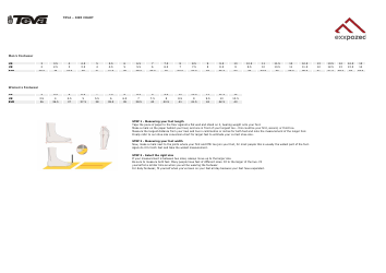 Document preview: Footwear Size Chart - Teva