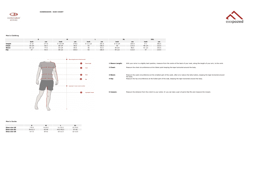 Women, Men and Children's Clothing Size Chart - Icebreaker