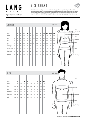 Document preview: Women, Men and Children's Size Chart - Lang Yarns
